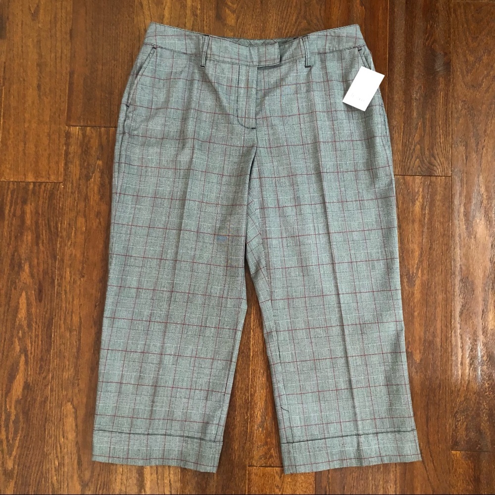 NWT Liz & Co. Plaid Cuffed Capri Corpcore Classic Office